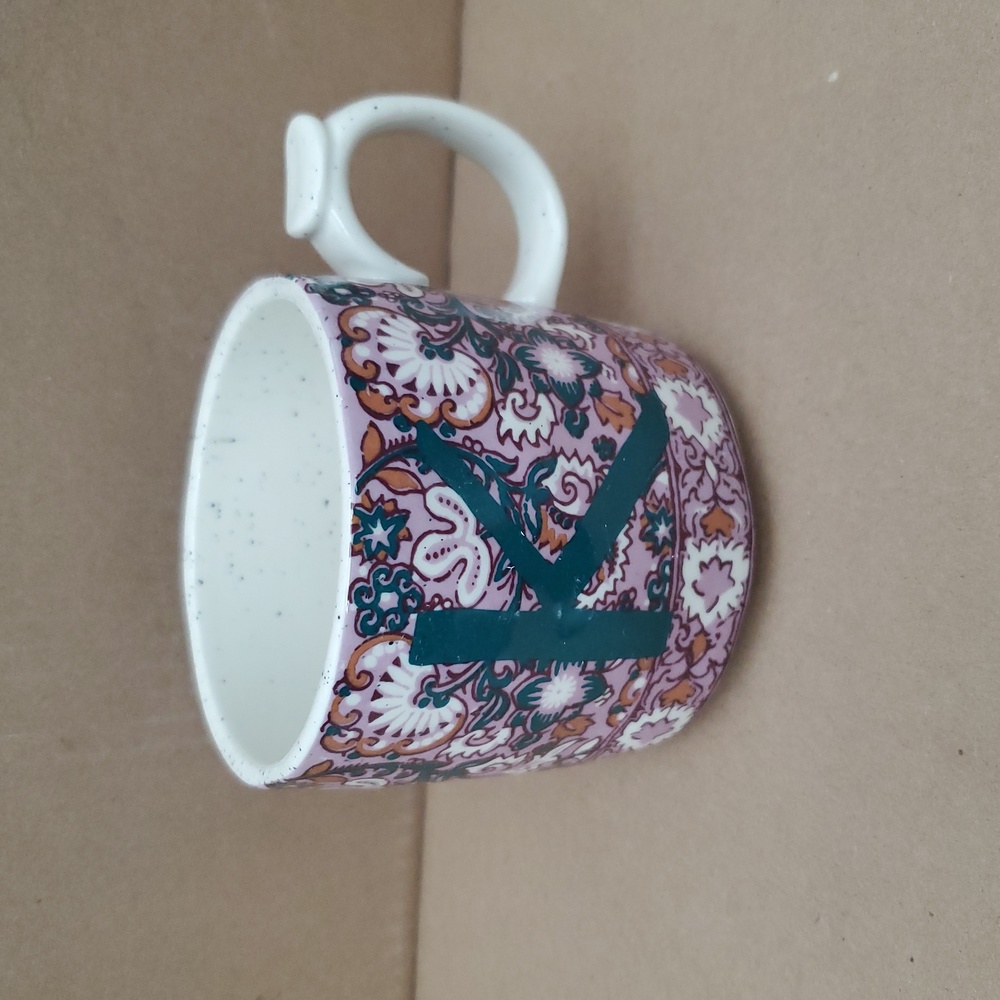 By Anthropologie Initial K Floral Mug.NWOT.